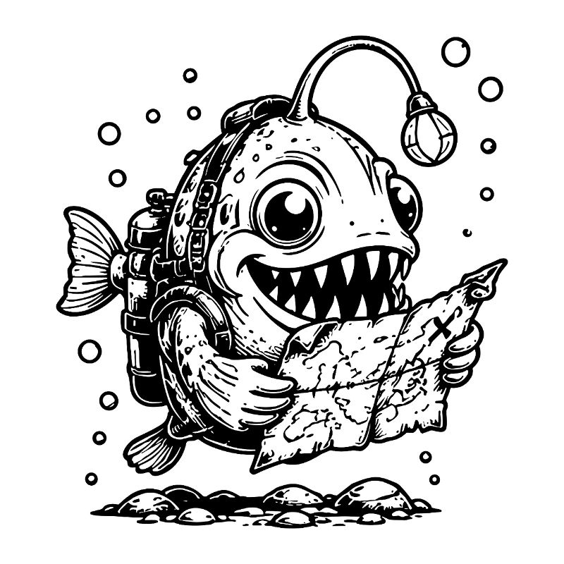 Monster Fish Frogfish with Treasure Map