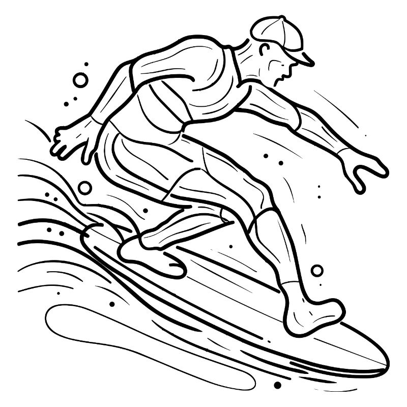 Dessin au trait du surfeur