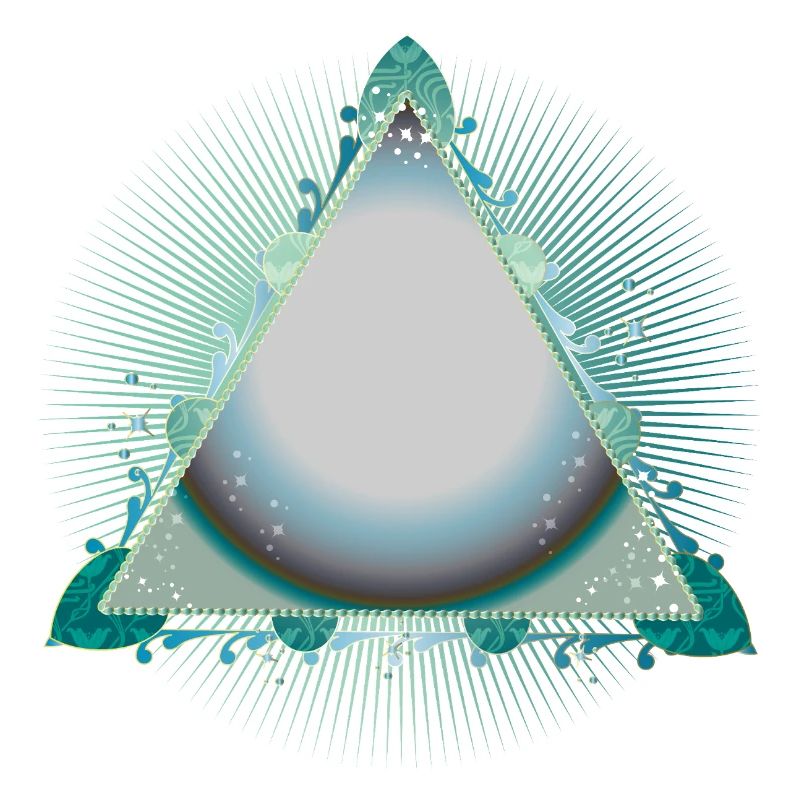 Mystical Triangle Frame in Turquoise with Ornaments