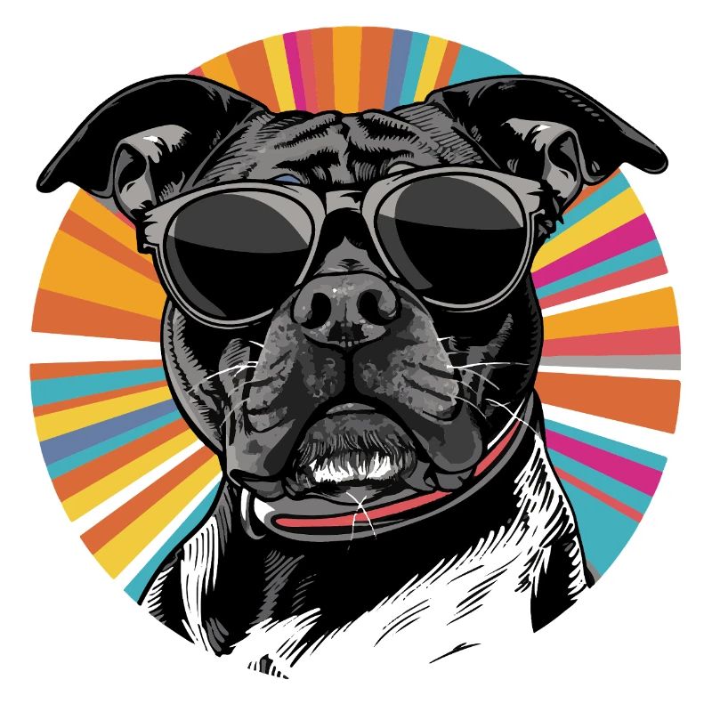 Hund mit Sonnenbrille Retro Patch