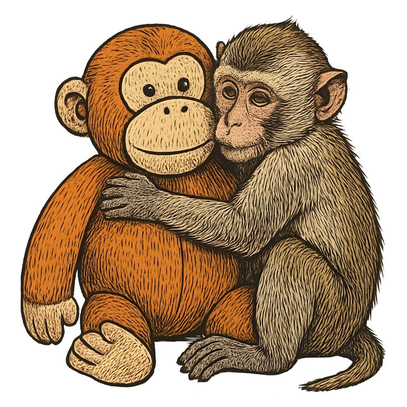 Umarmte Affenfreundschaft