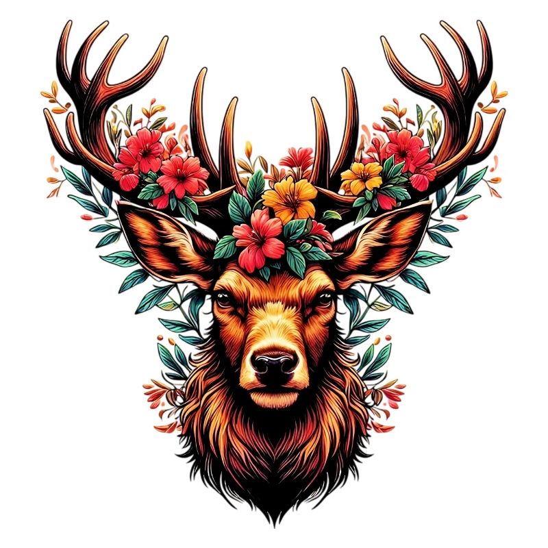 Cerf avec des fleurs
