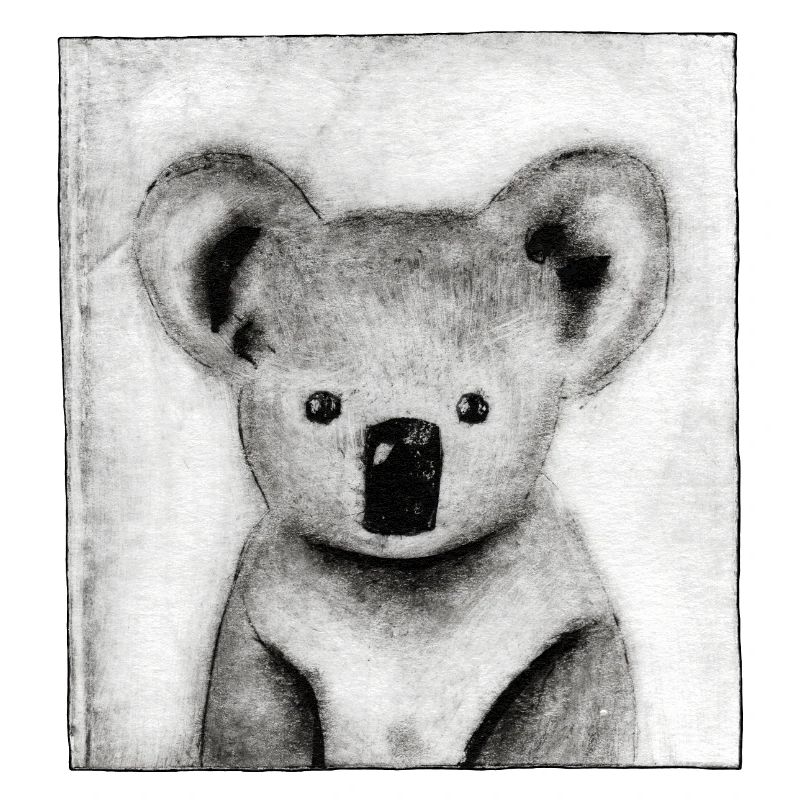 Koala black and white - hand carved artwork