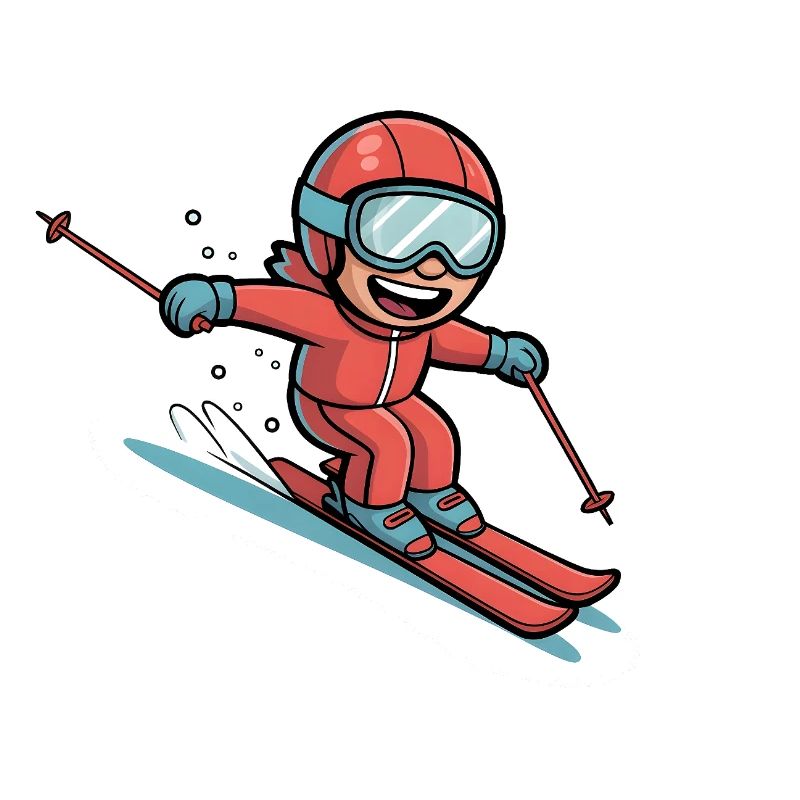 Lustiger Comic Skifahrer