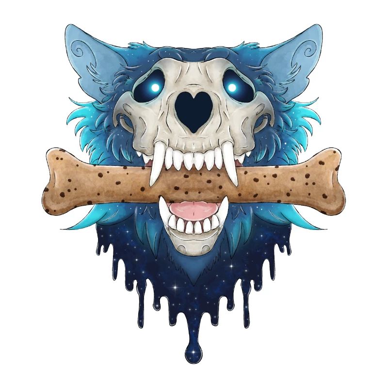 Hellhound Skull - Demonic Blue Wolf & Cookie Bone