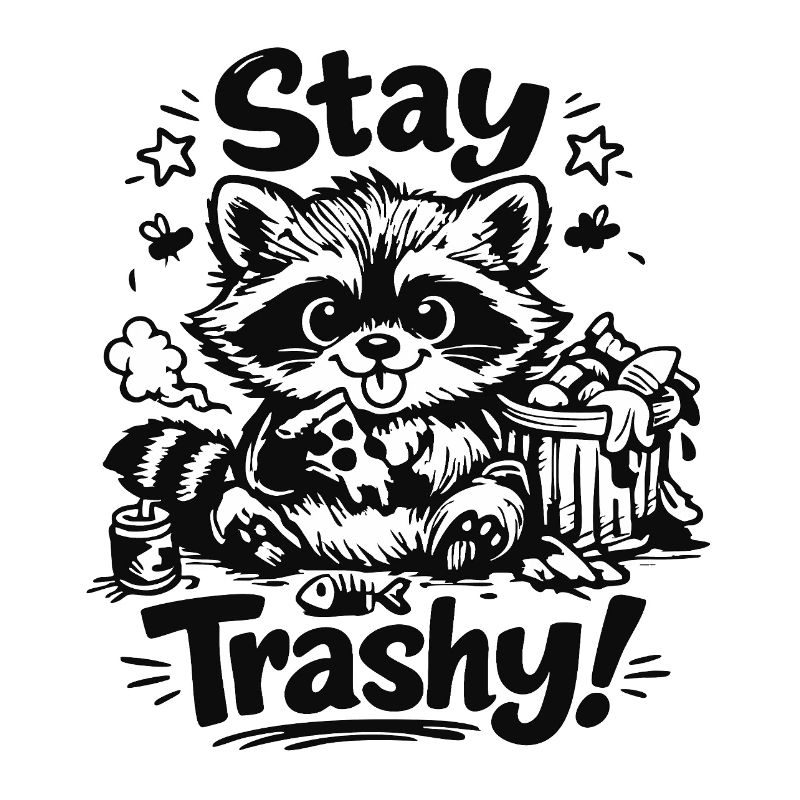 Motif de griffonnage de raton laveur trash