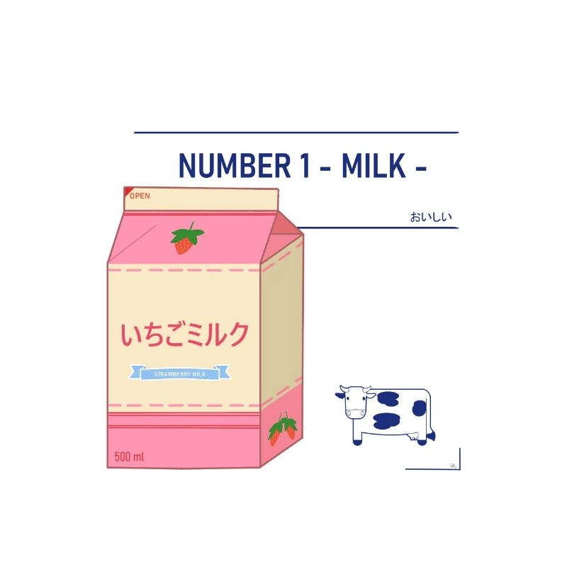 Japanisches Erdbeermilch-Ziegel-Design