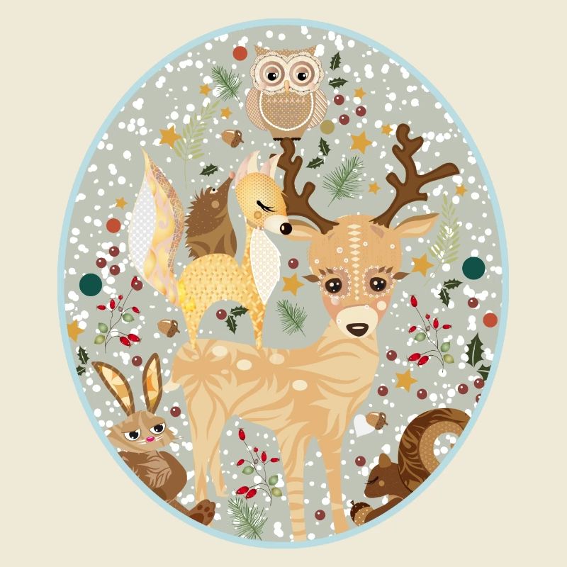 Mignons animaux de la forêt célébrant Noël ensemble
