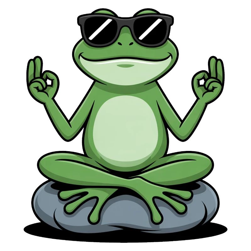 Zen frog with sunglasses