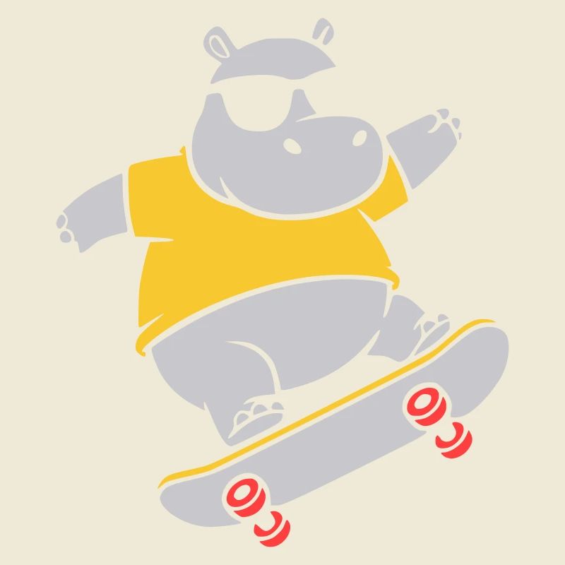 Cooles Nilpferd Skater Skateboard Vektor