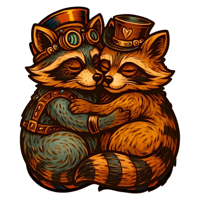 Steampunk Fox Duo Hug