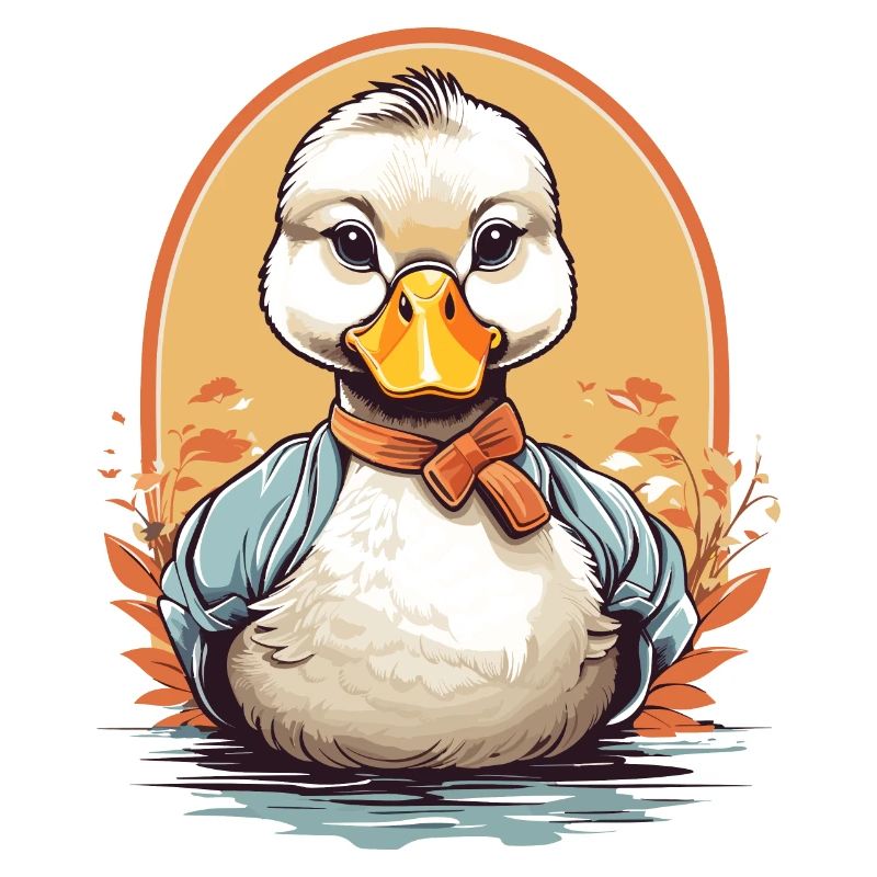 Cute duck with bow