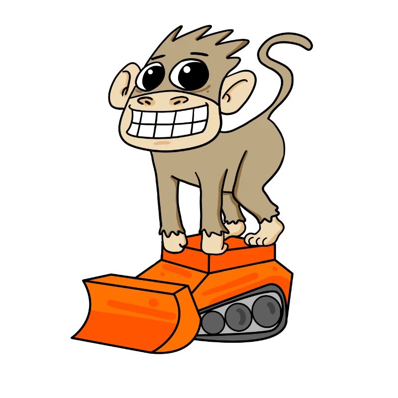 Affe Bagger Baggerfahrer Motiv