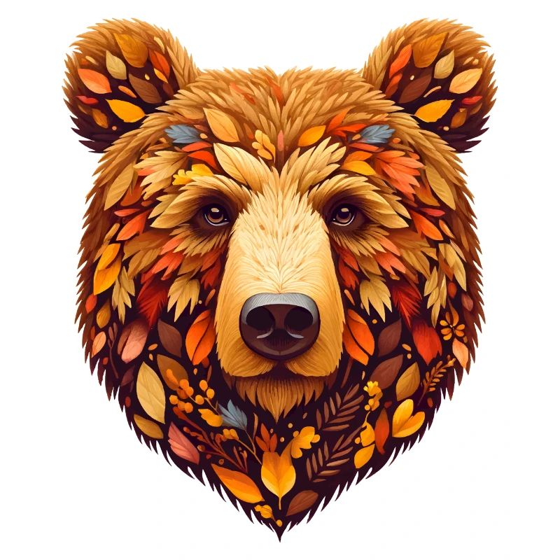 Ours brun, conçu à partir de différentes feuilles