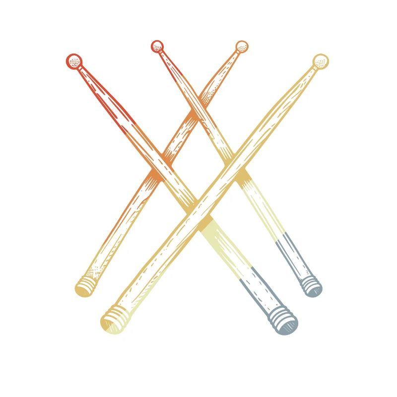Retro Drumsticks Sketch