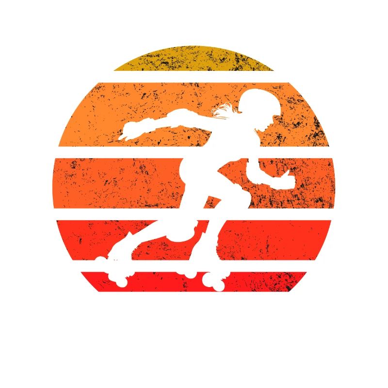 Retro Roller Skater Silhouette Sunset