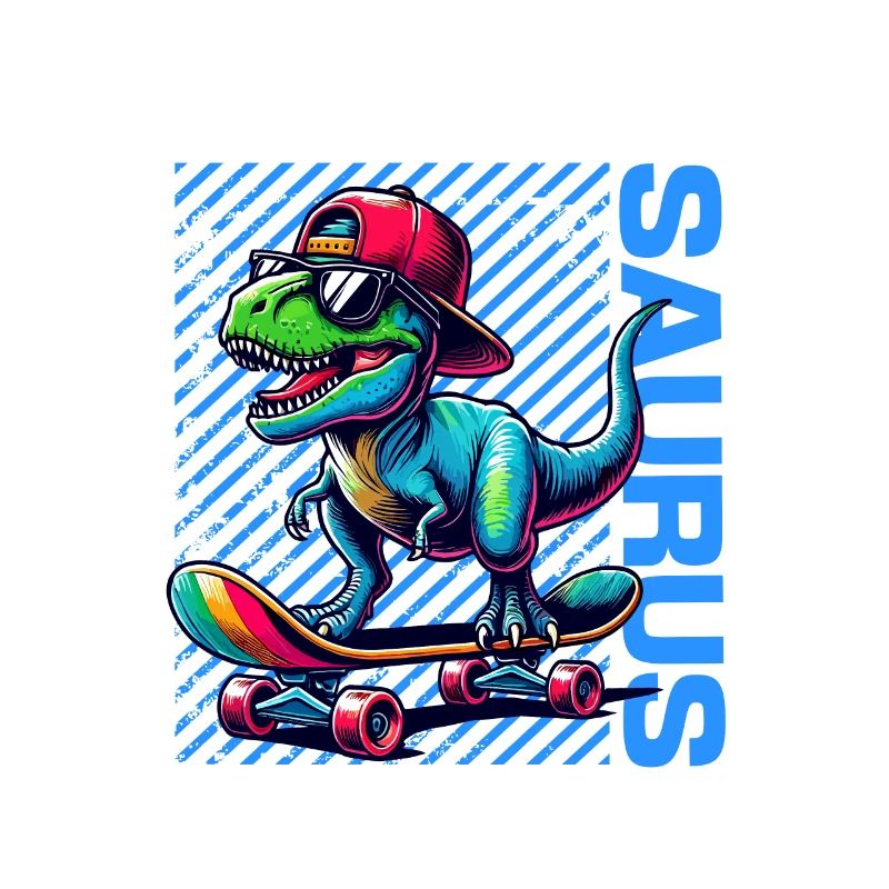 Skater Saurus Cool T-Rex Dinosaur Skateboarder