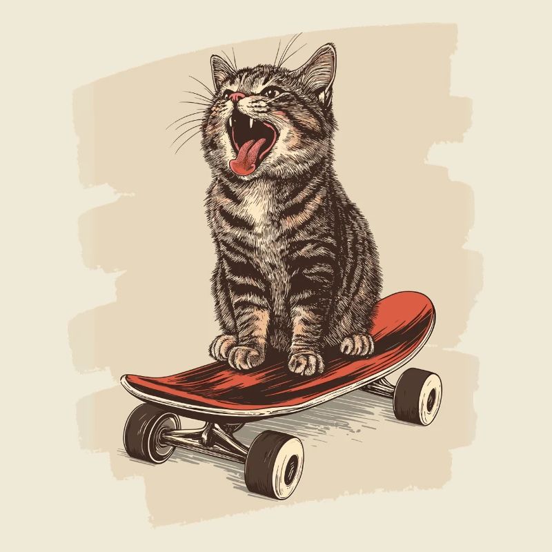 Chat de planche à roulettes