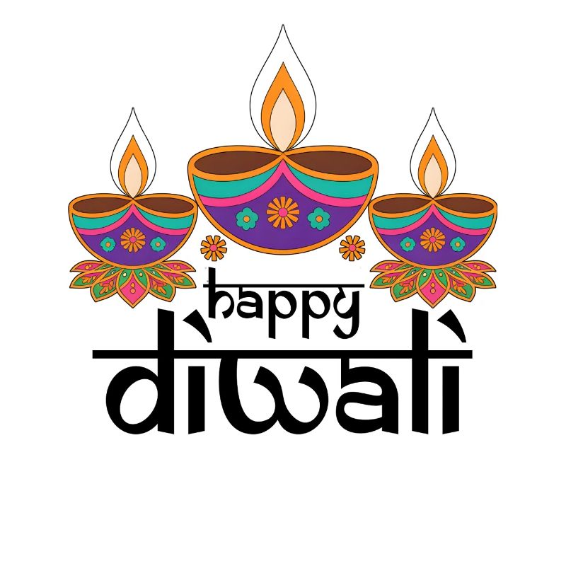 Drei bunte Diyas Festmuster
