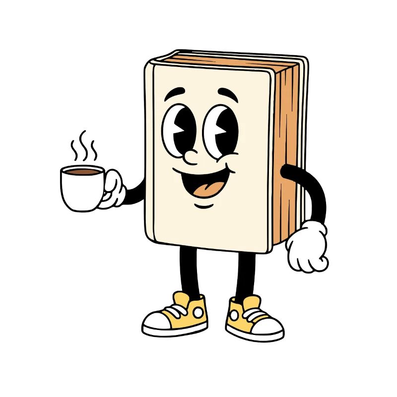 Cartoon Book Coffee Lover Reading