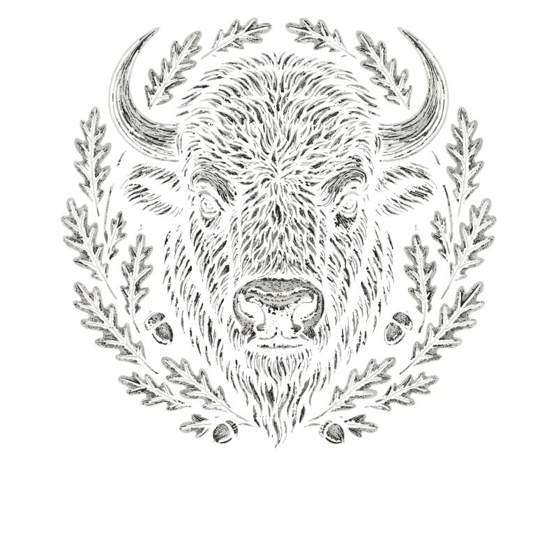 Europäischer Bison mit Eichenkranz Kunst