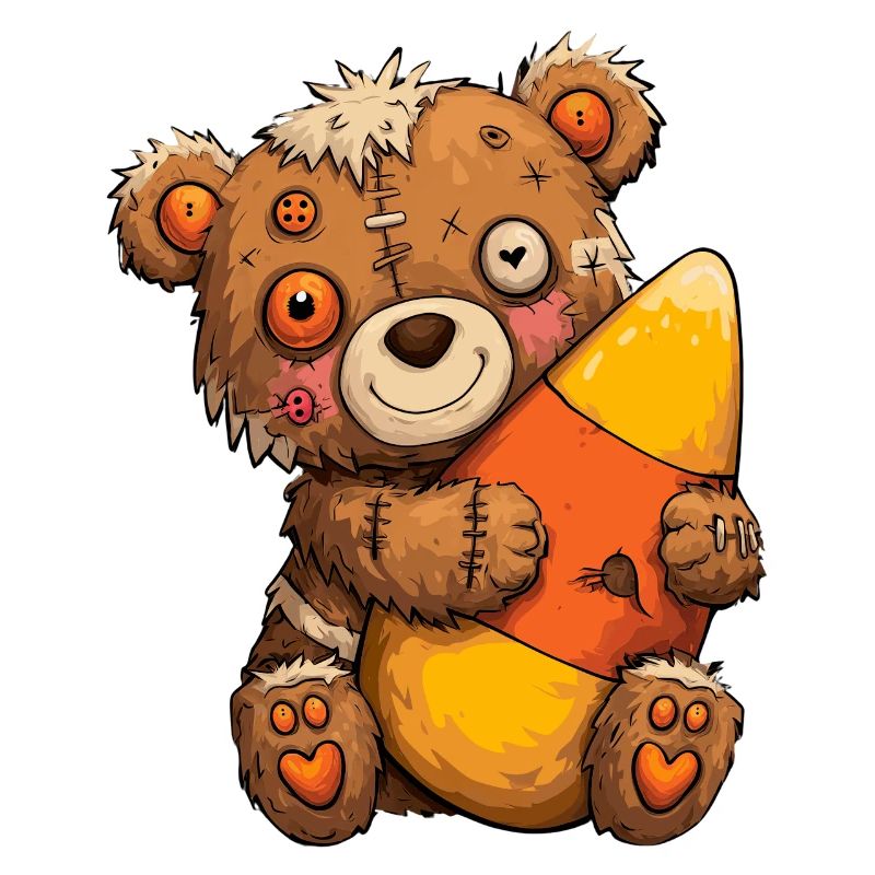 Zombie bear hugging a big sweet corn