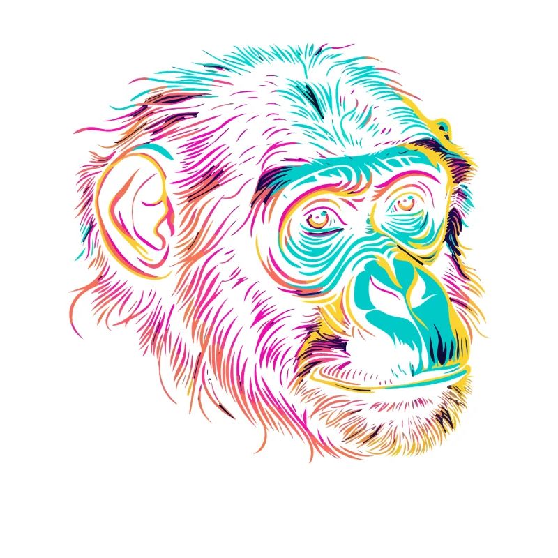Neon Monkey Portrait Color Explosion
