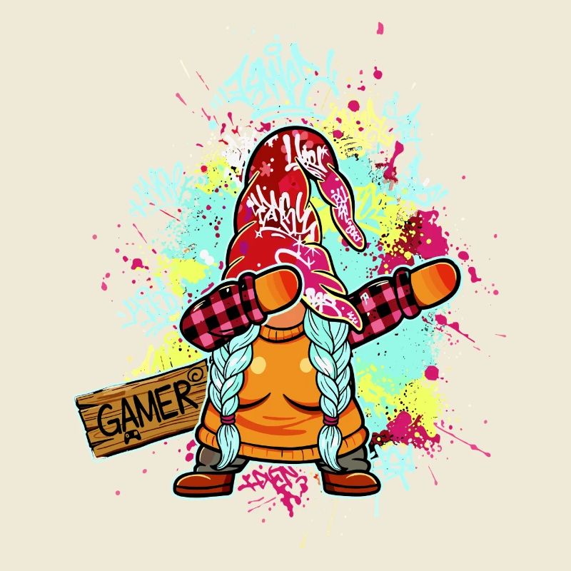 GNOME GAMER Dab Graffiti Joueuse de Noël