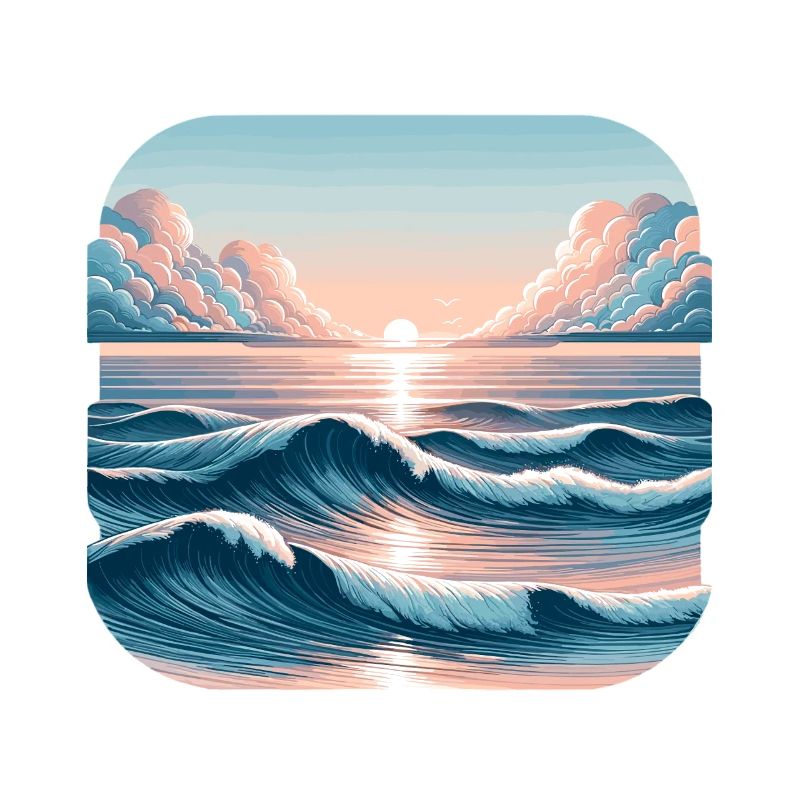 Sunset waves at the ocean
