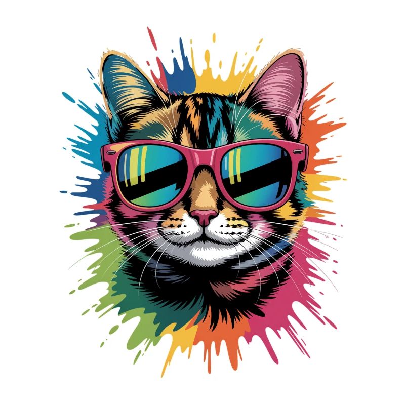 Bunte Katze Wasserfarben Spritzer Graffiti
