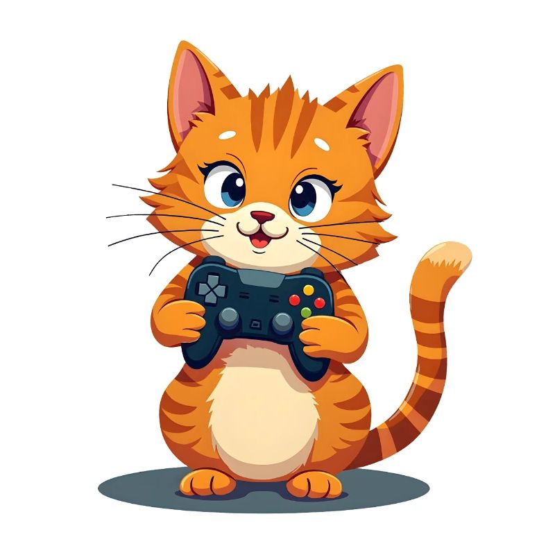 Kitten with game controller