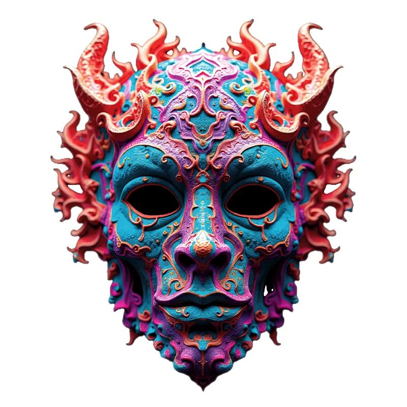 Masque orné de Démon de Feu