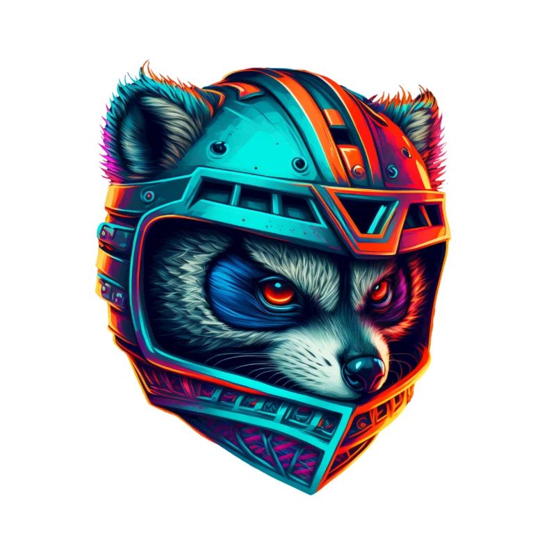 Panda cyborg casque néon