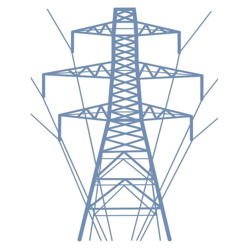 Weiße Strommast-Silhouette