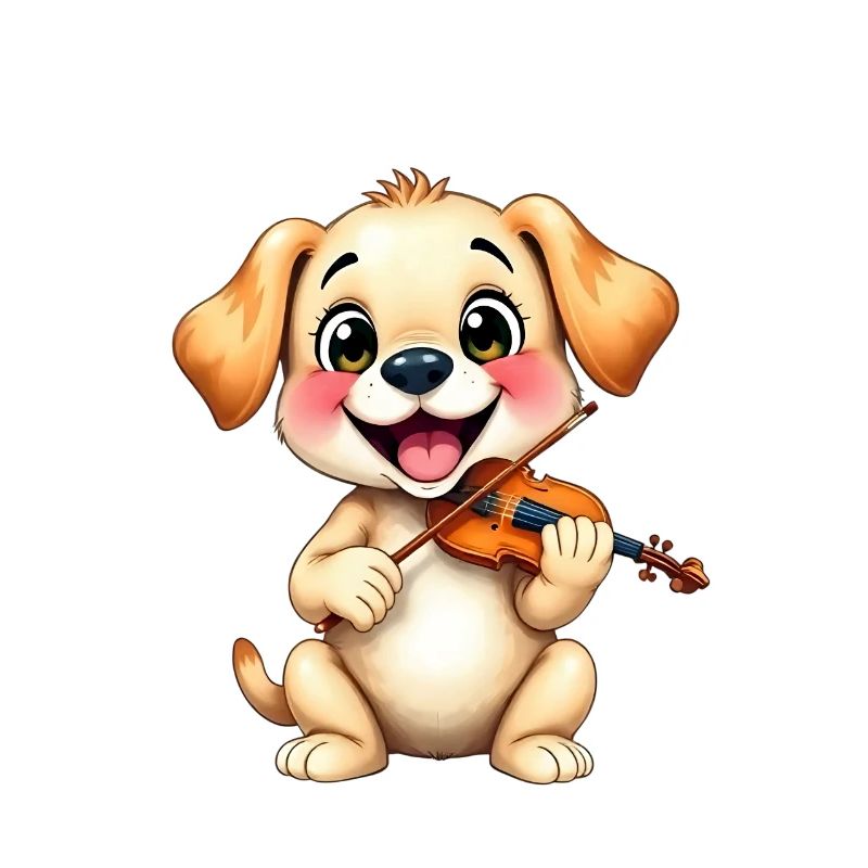 Chiot jouant du violon