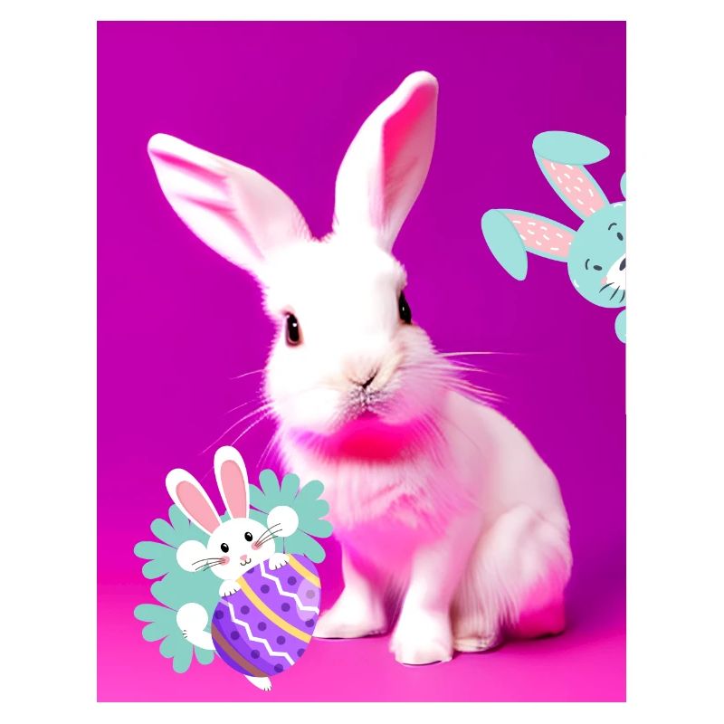 Pink Easter Bunny with Easter Egg Pink