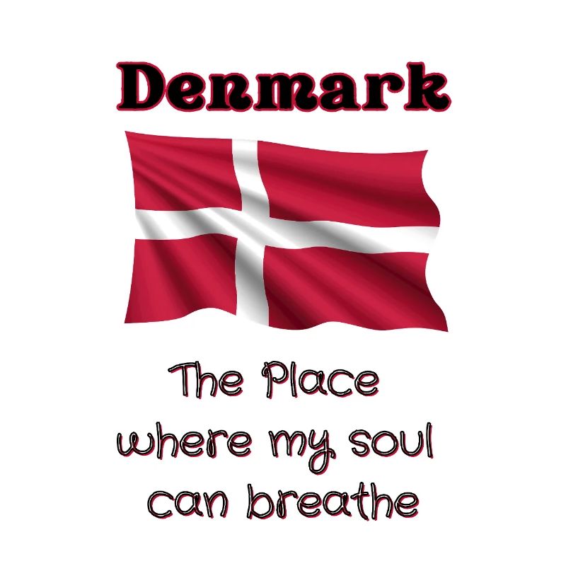 Denmark flag with heart and text