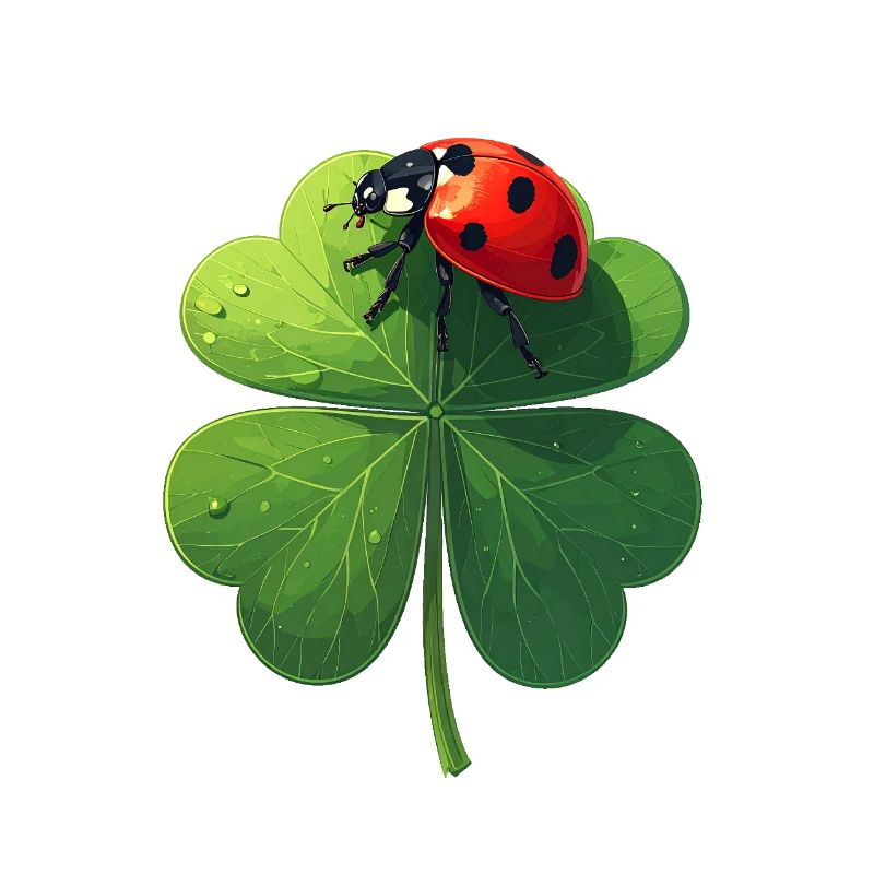 Ladybug on shamrock brings good luck