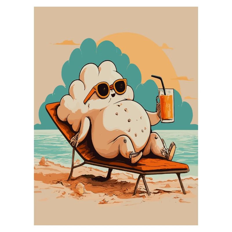 Conception de vacances relaxantes à la plage de pop-corn