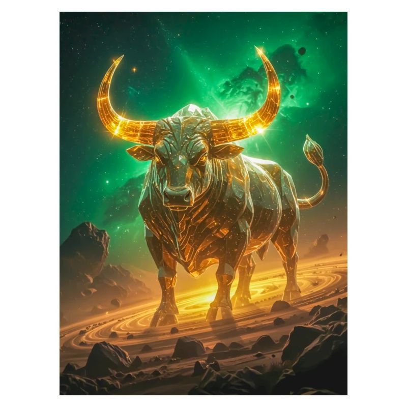 Taureau céleste forgé à partir de la lumière des étoiles et éternel