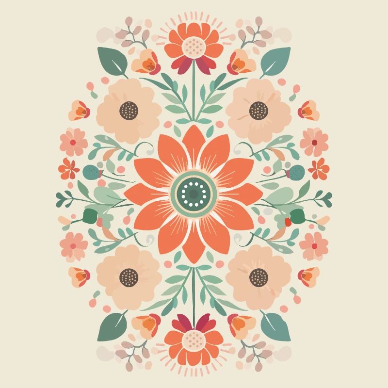 floral retro design boho flower power