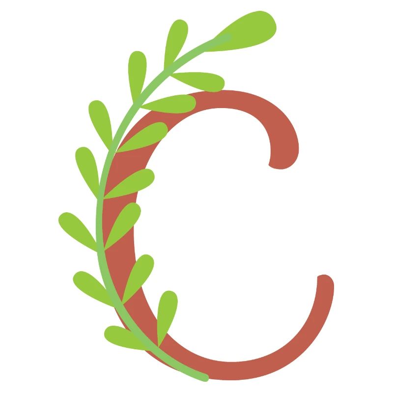 Eleganter Buchstabe 'C' mit Blumen