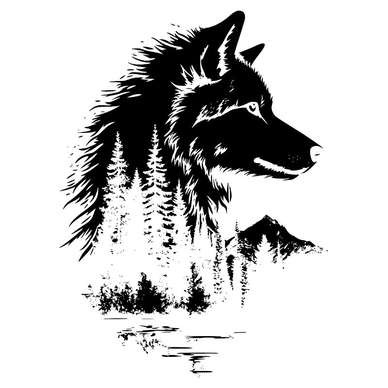 Wolf Gesicht Wald Silhouette