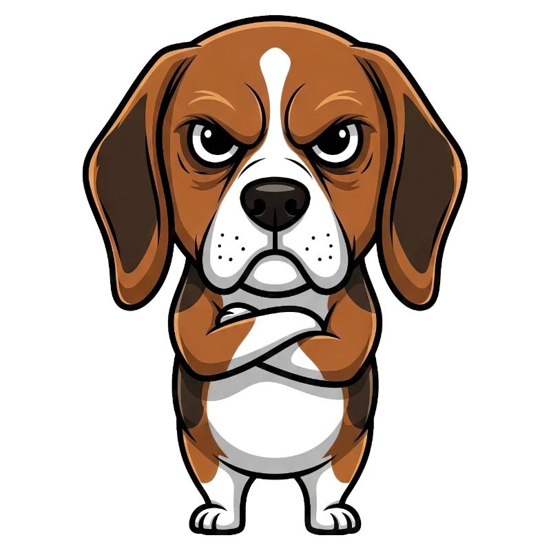 Cute grim beagle cartoon dog