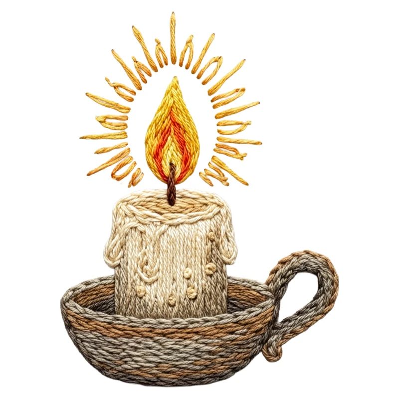 Embroidered candle – atmospheric light (printed)
