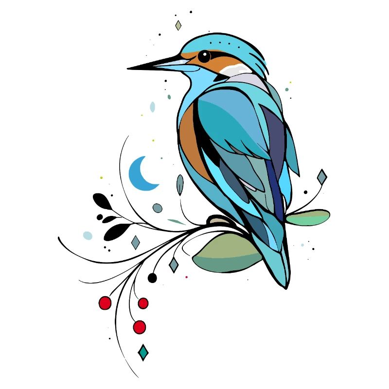 Stilisierter Eisvogel in moderner Illustration