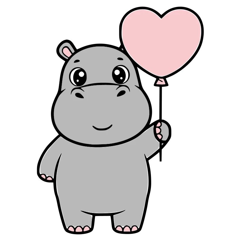 Amour en cœur d’hippopotame doux