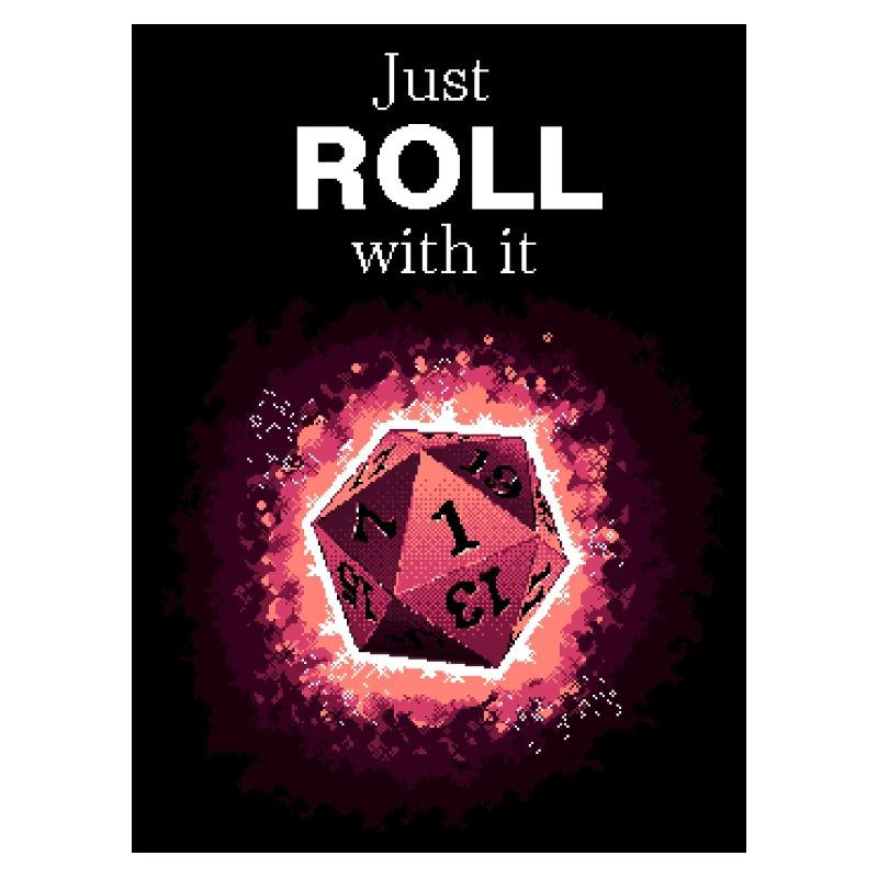 Just Roll With It Retro D20 Magenta Dice
