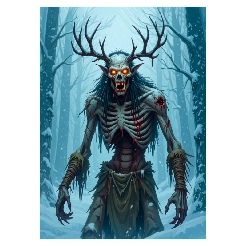 Wendigo, abgemagerter kannibalischer Dämon der Folklore
