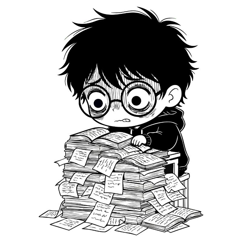 Student Burnout Sticker Books Black and White